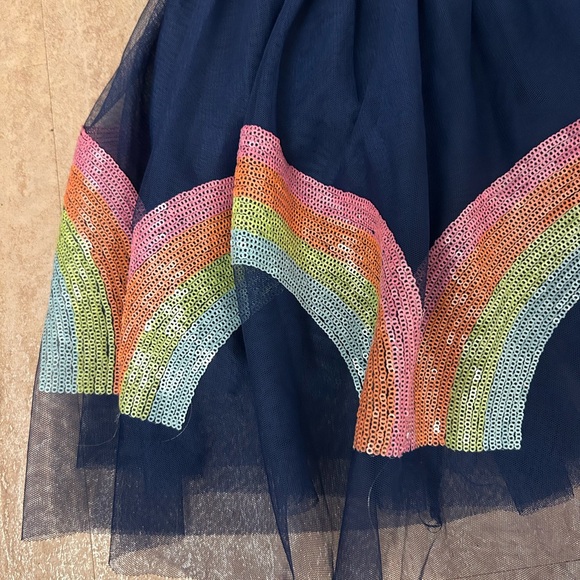 Skirt Winnie Baby Navy Blue Rainbow sequins sheer Tutu 9/10 years - Picture 2 of 9